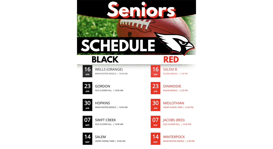 Senior Teams Schedule 
